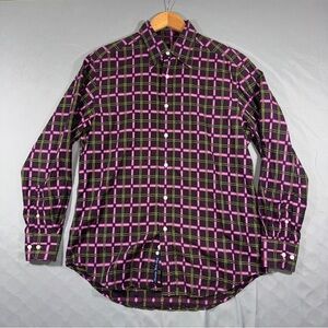 Robert Graham Shirt Mens Medium Purple Green Plaid Long Sleeve Button Front